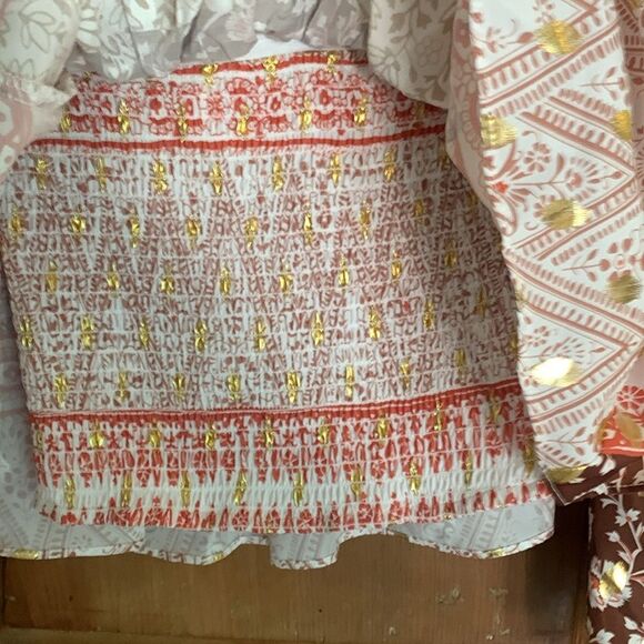 Mare Mare X Anthropologie off the shoulder tiered cropped blouse NWT - Picture 6 of 10